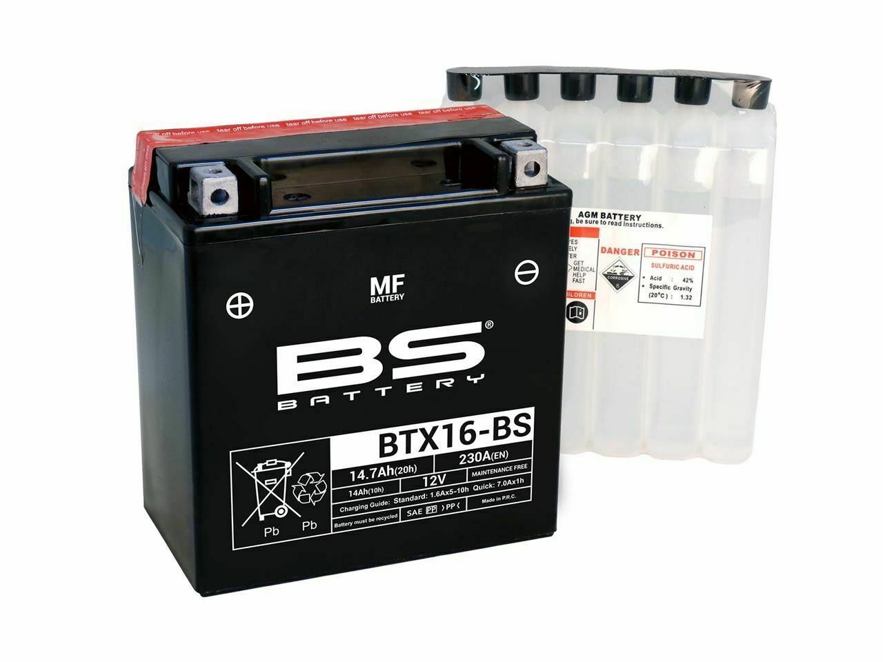 Btx16-bs 2003-2008 Kawasaki Vn 1600 Uyumlu Akü Bs Sulu Akü