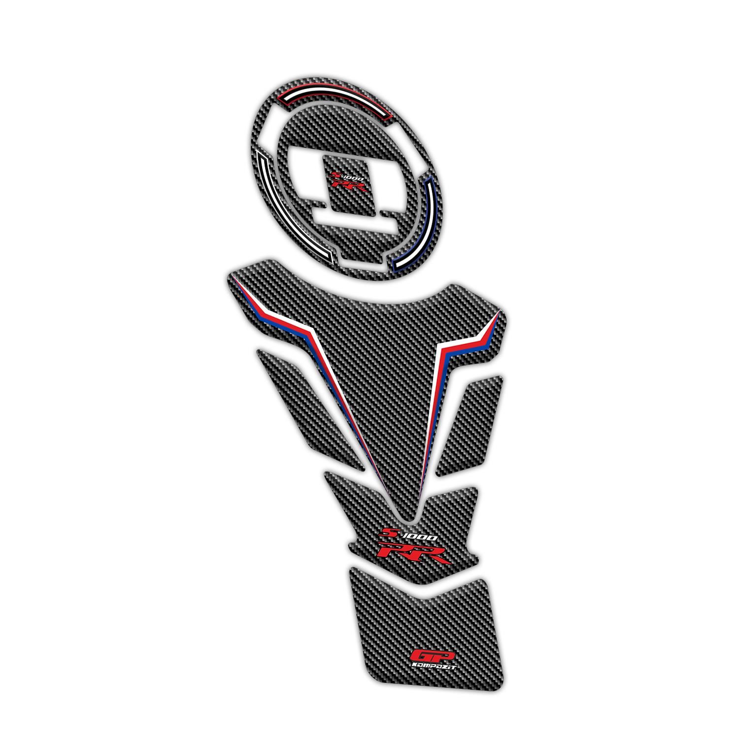 GP Kompozit BMW S 1000 RR 2015-2019 Uyumlu Tank Pad Seti Mavi-Kırmızı