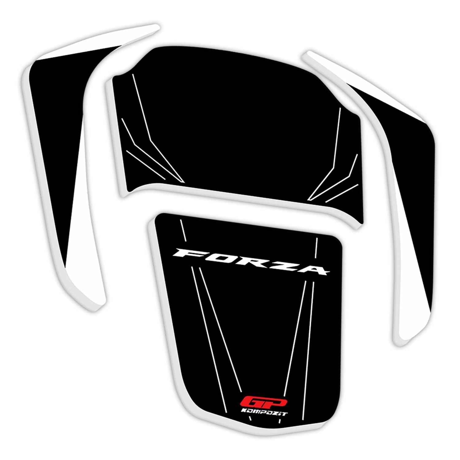 GP Kompozit Honda Forza 250 2018-2023 Uyumlu Tank Pad Seti Siyah-Beyaz