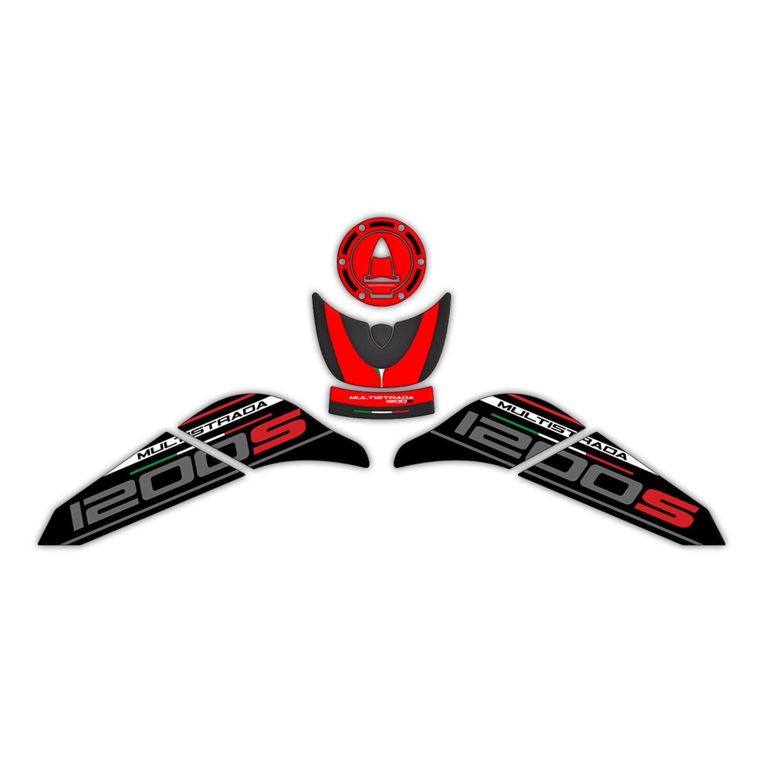 GP Kompozit Ducati Multistrada 1200 S 2015-2018 Uyumlu Tank Pad Seti Kırmızı