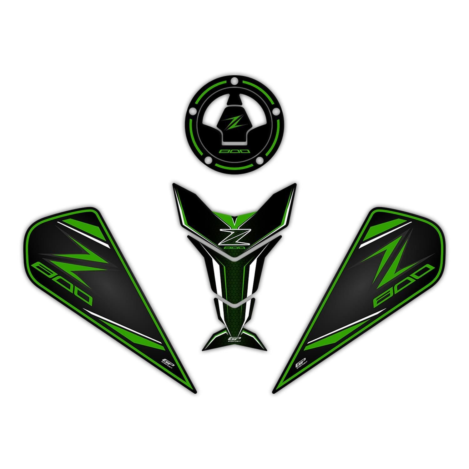 GP Kompozit Kawasaki Z 800 2013-2018 Uyumlu Tank Pad Yeşil