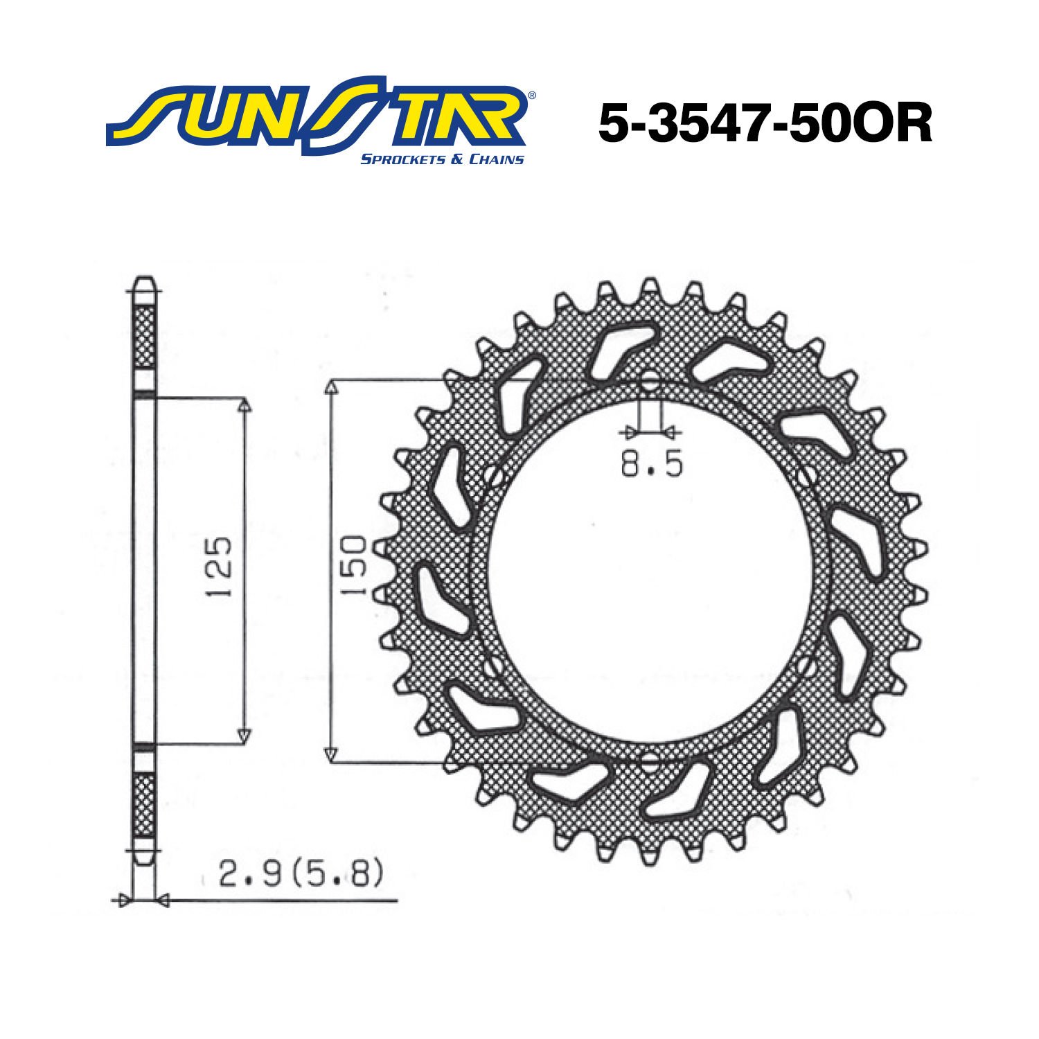 2012-2016 KTM 125 EXC uyumlu arka dişli SUNSTAR 5-3547-50OR