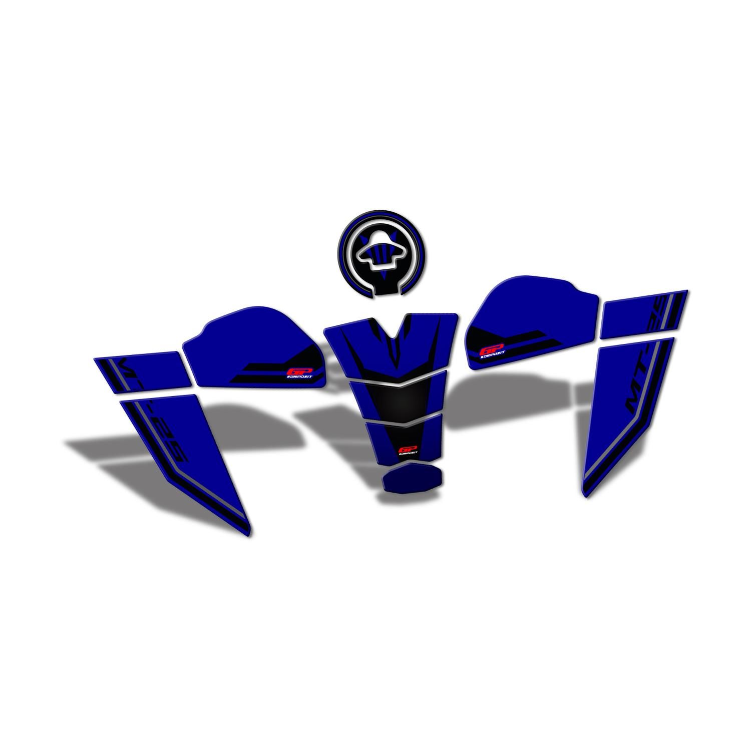 GP Kompozit Yamaha MT-25 2020-2023 Uyumlu Tank Pad Seti Mavi