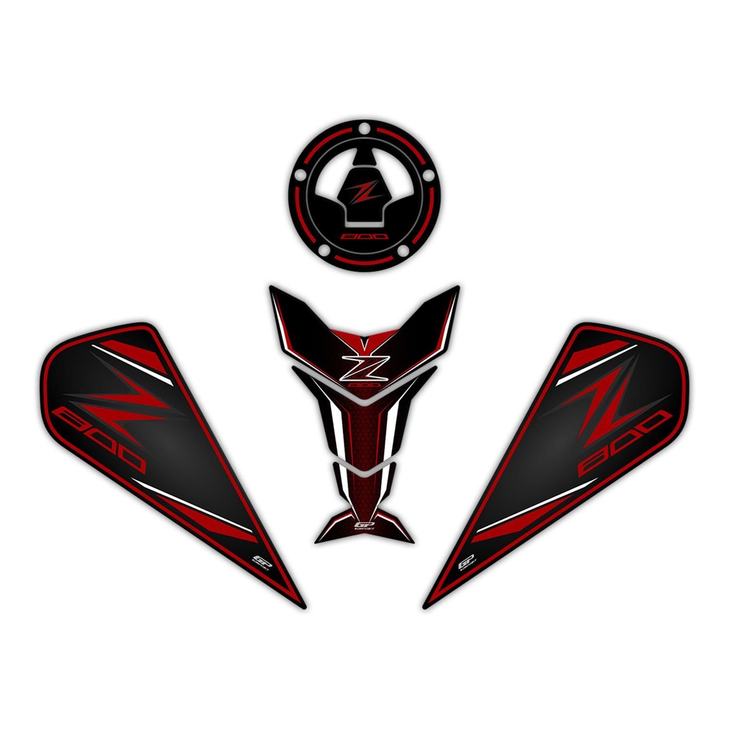 GP Kompozit Kawasaki Z 800 2013-2018 Uyumlu Tank Pad Kırmızı