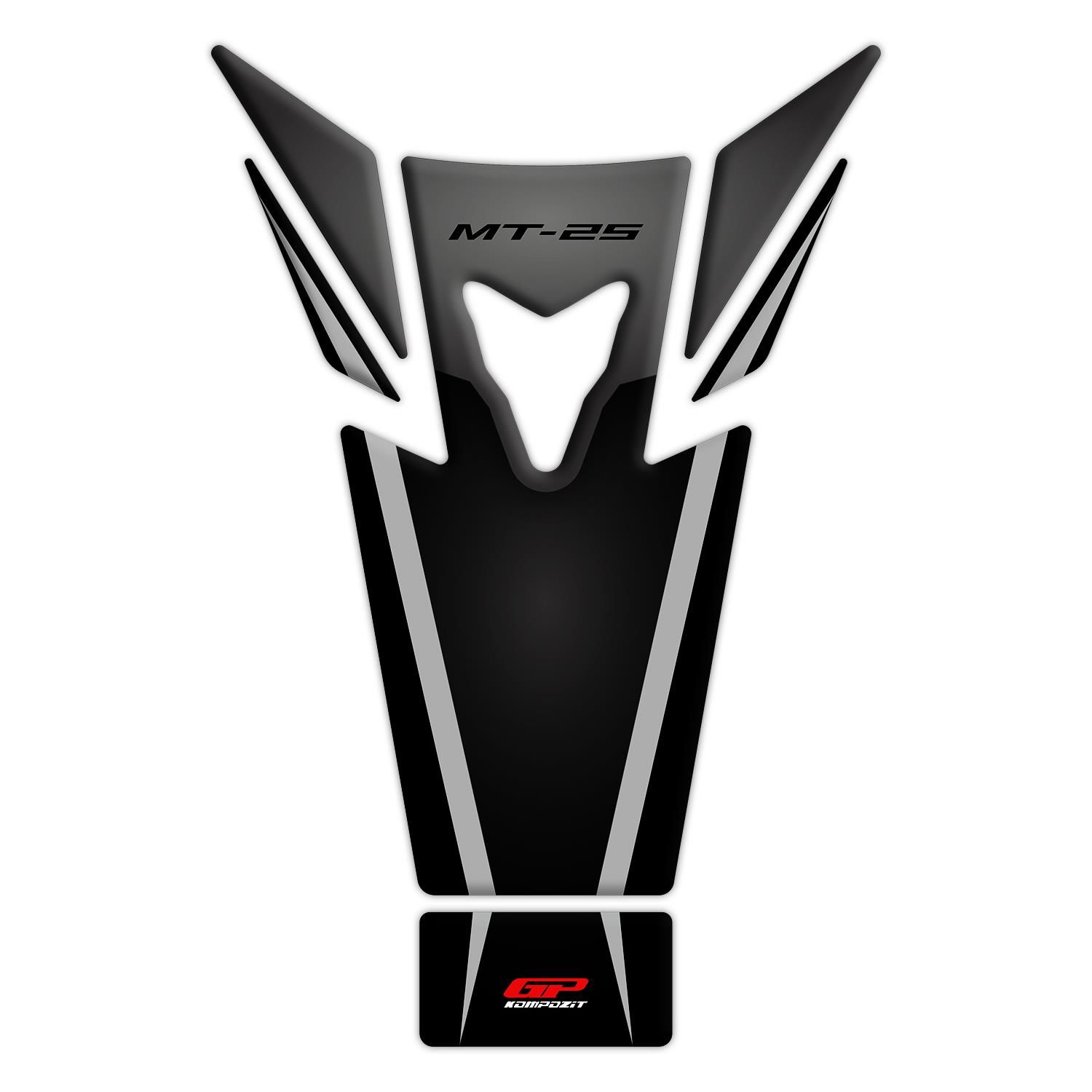 GP Kompozit Yamaha MT-25 2015-2019 Uyumlu Tank Pad Seti Siyah-Gri