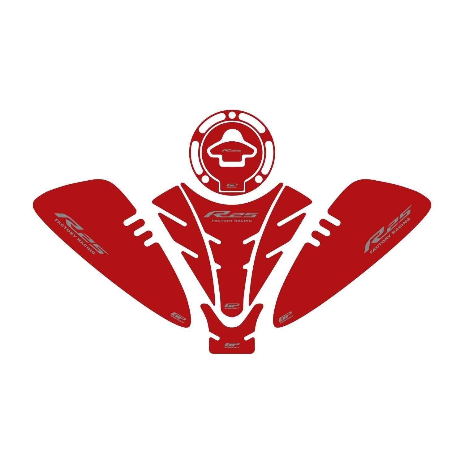 GP Kompozit Yamaha R25 2019-2023 Uyumlu Tank Pad Seti Kırmızı