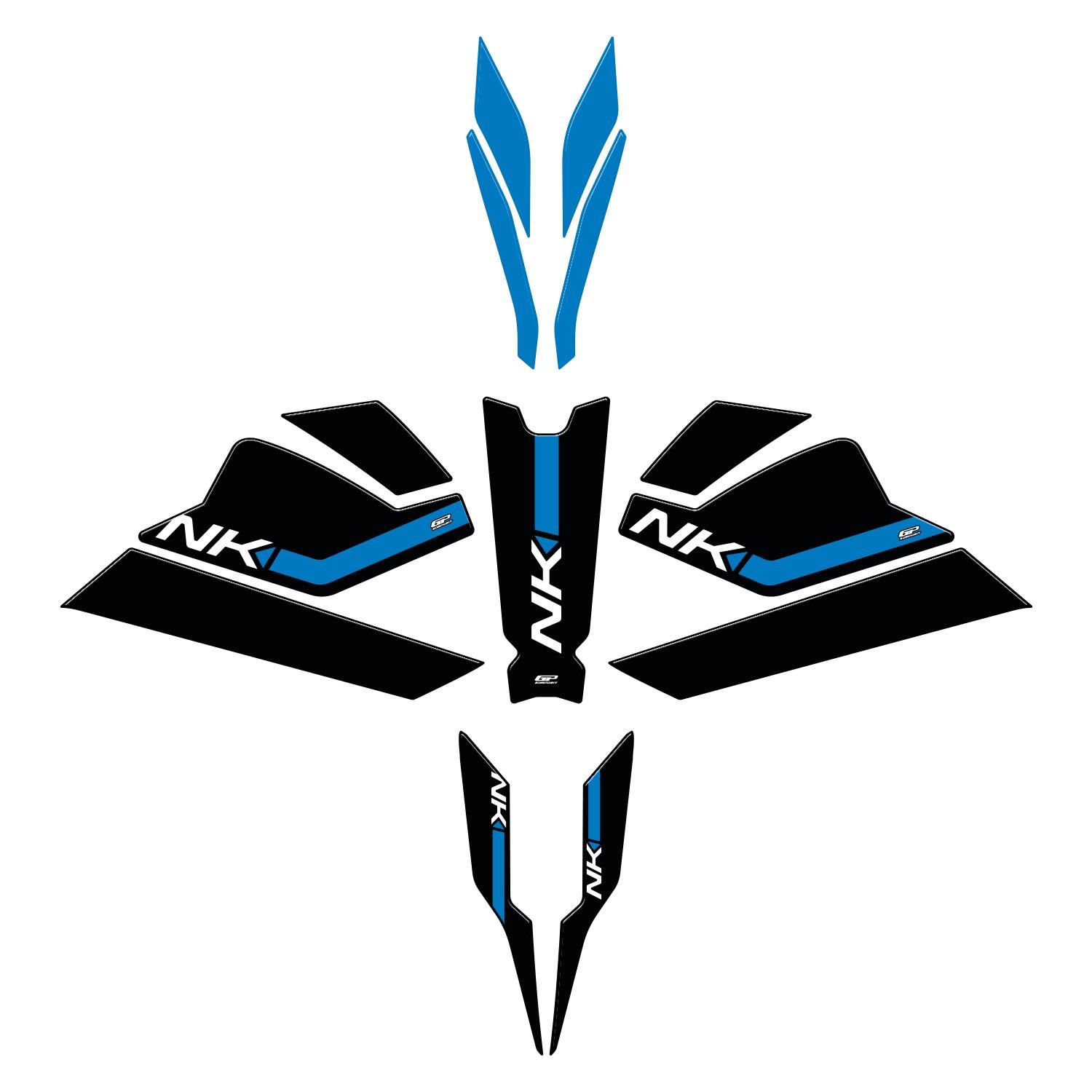 GP Kompozit CF Moto 250 NK 2023 Uyumlu Full Pad Seti Mavi