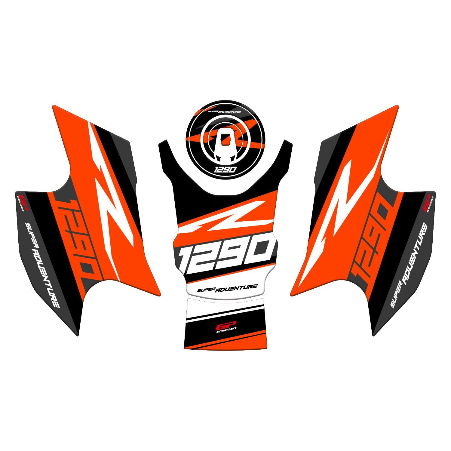 GP Kompozit KTM 1290 Super Adventure 2021-2024 Uyumlu Tank Pad Seti Turuncu