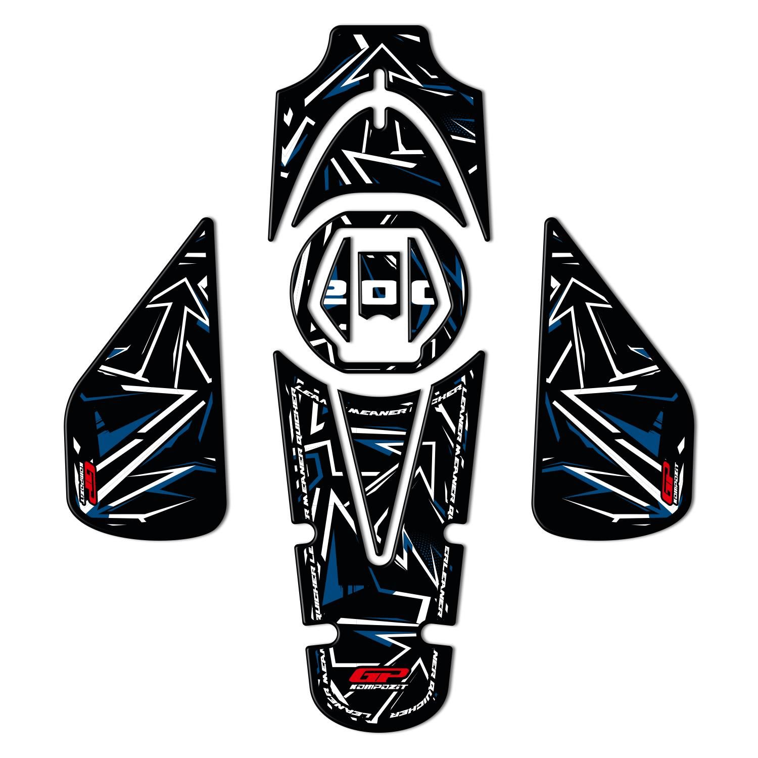 GP Kompozit Bajaj Pulsar NS 200 2011-2023 Uyumlu Tank Pad Seti Mavi