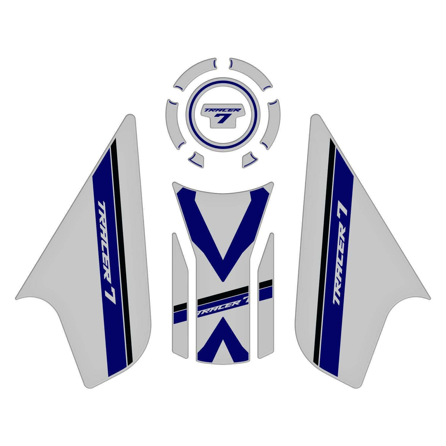 GP Kompozit Yamaha MT-07 Tracer 2020-2023 Uyumlu Tank Pad Seti Gri