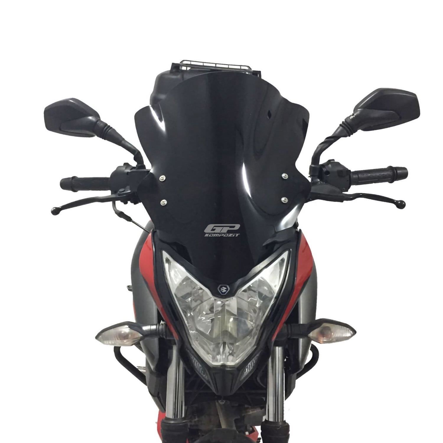 GP Kompozit Bajaj Pulsar NS 200 2011-2023 Uyumlu Ön Tur Camı Siyah