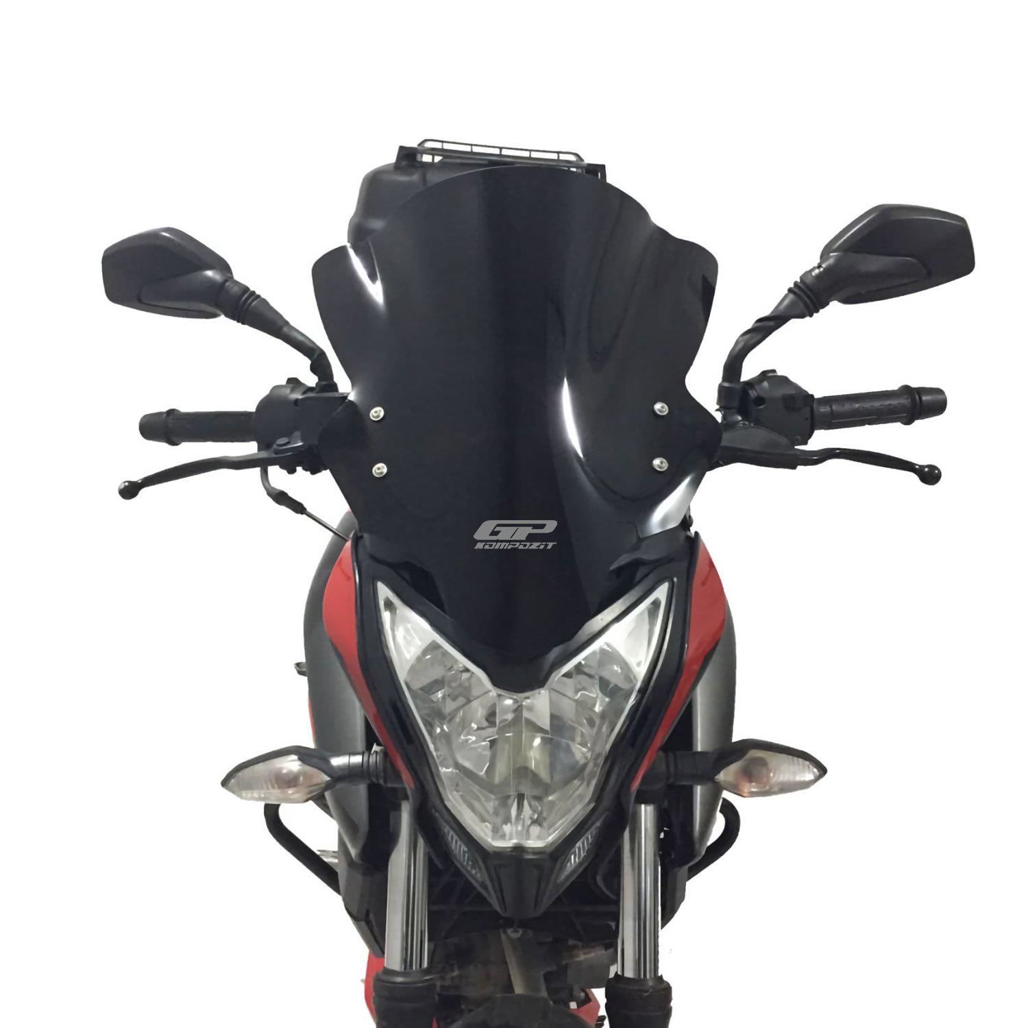 GP Kompozit Bajaj Pulsar NS 200 2011-2023 Uyumlu Ön Tur Camı Füme