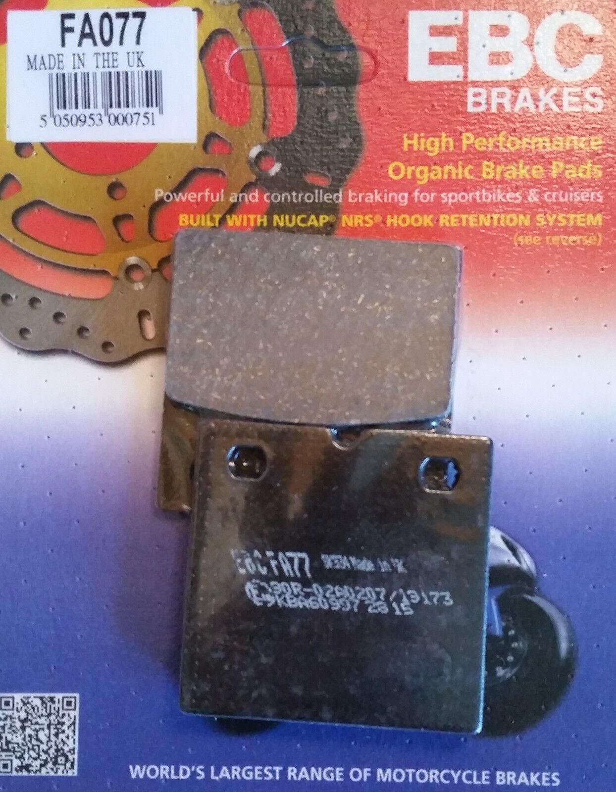 Ebc Fa077 1987-1995 BMW R 80 GS Uyumlu Ön Fren Balatası Organik Balata